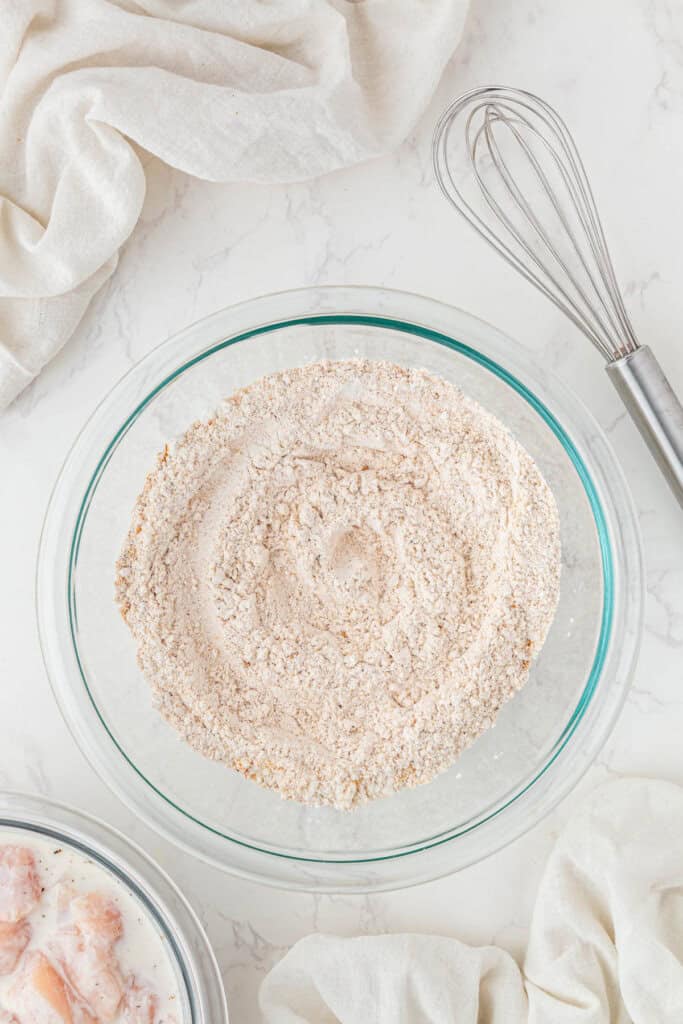 KFC popcorn chicken recipe seasonings in a bowl