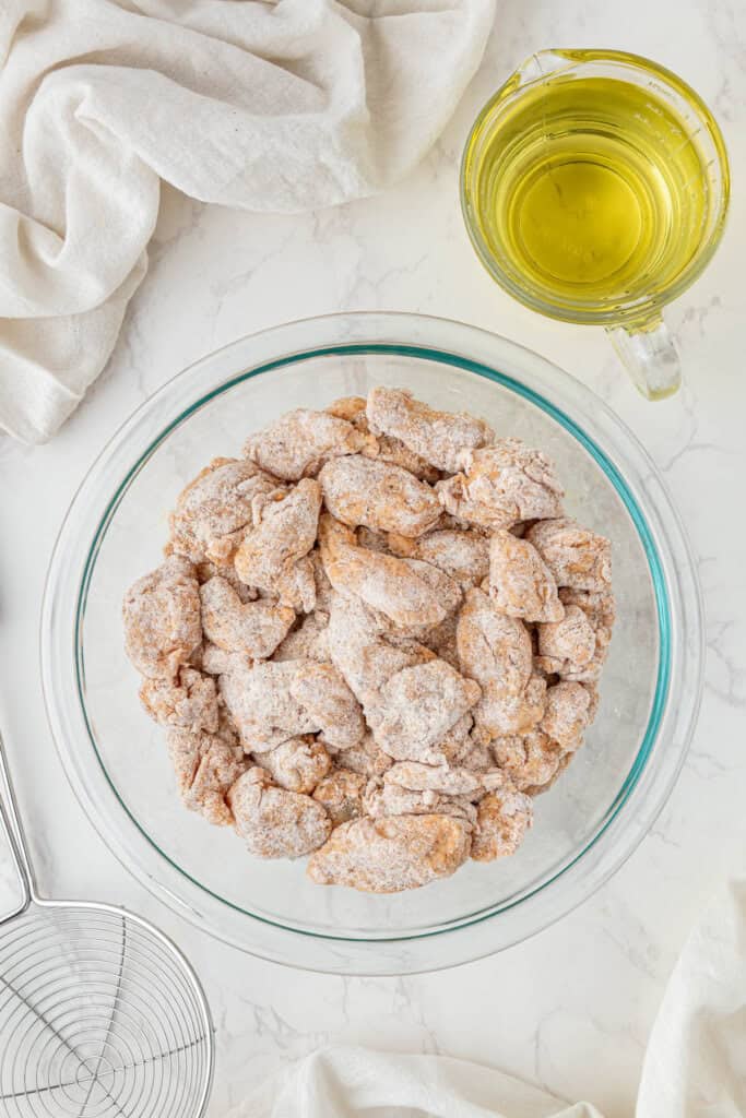chicken with breading in a bowl