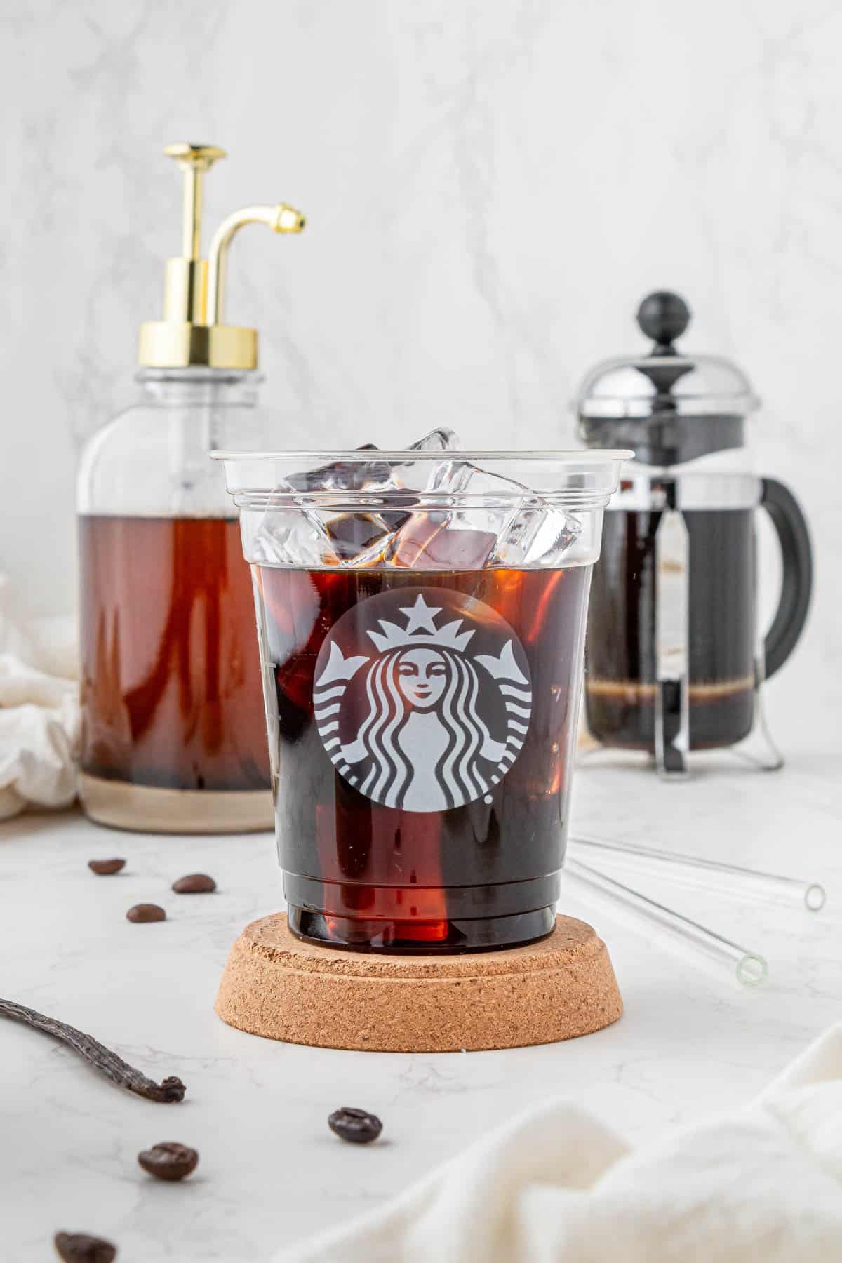 finished drink sitting in a cup with ice