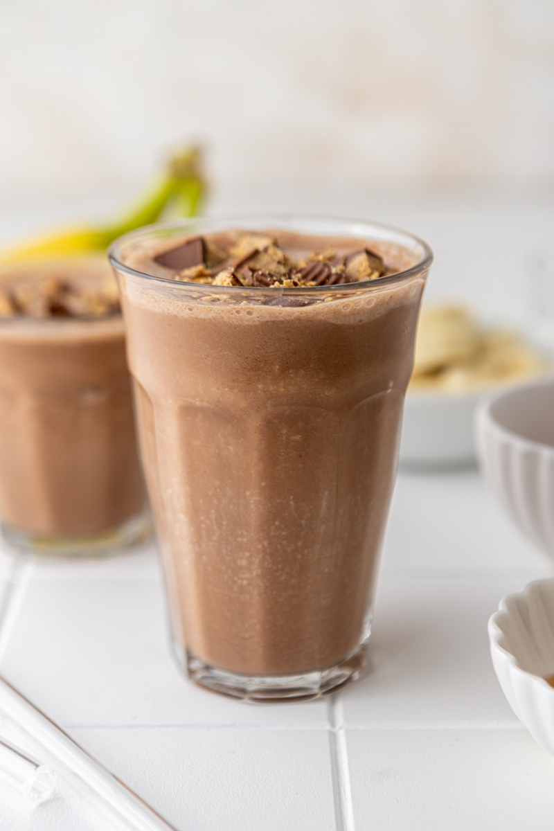 Delicious chocolate smoothie in a cup