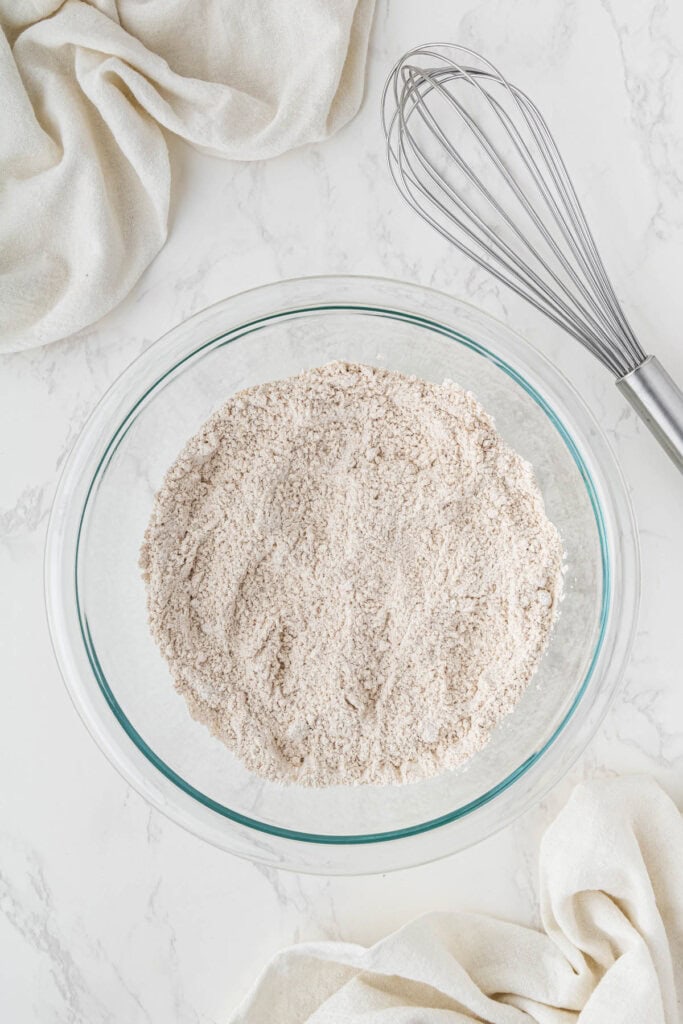 cinnamon streusel mix in clear bowl