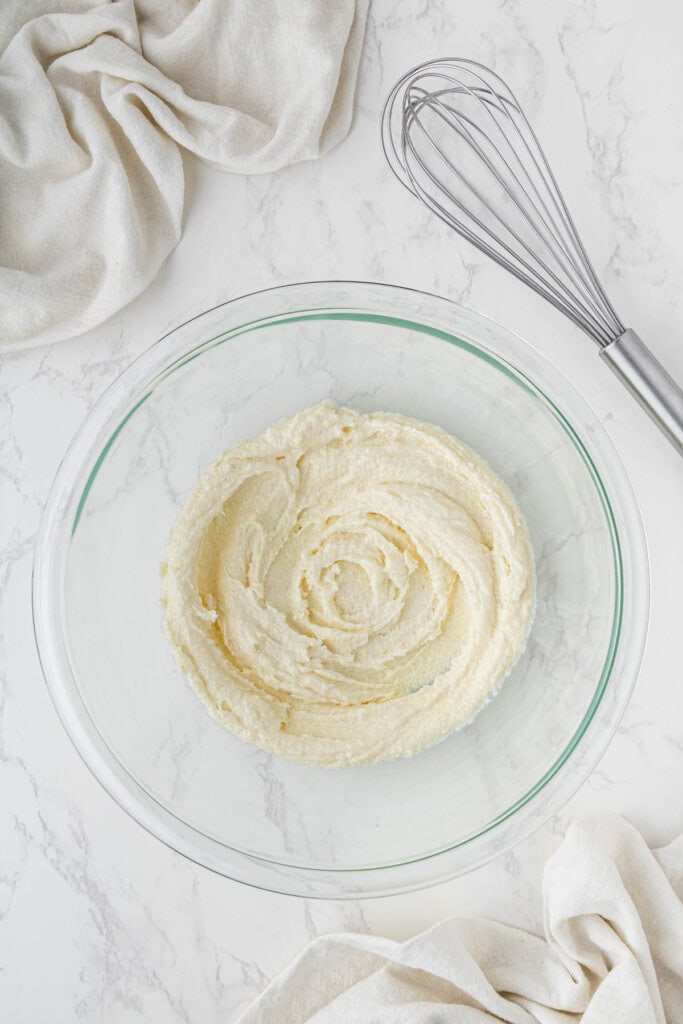 cake batter mixed in bowl