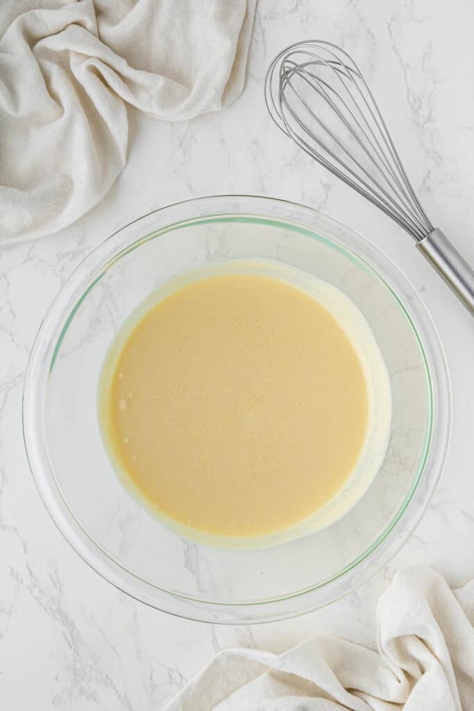 cake batter mixed in bowl