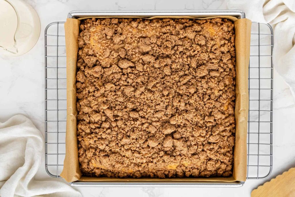 overhead view of the copycat Starbucks Coffee Cake recipe