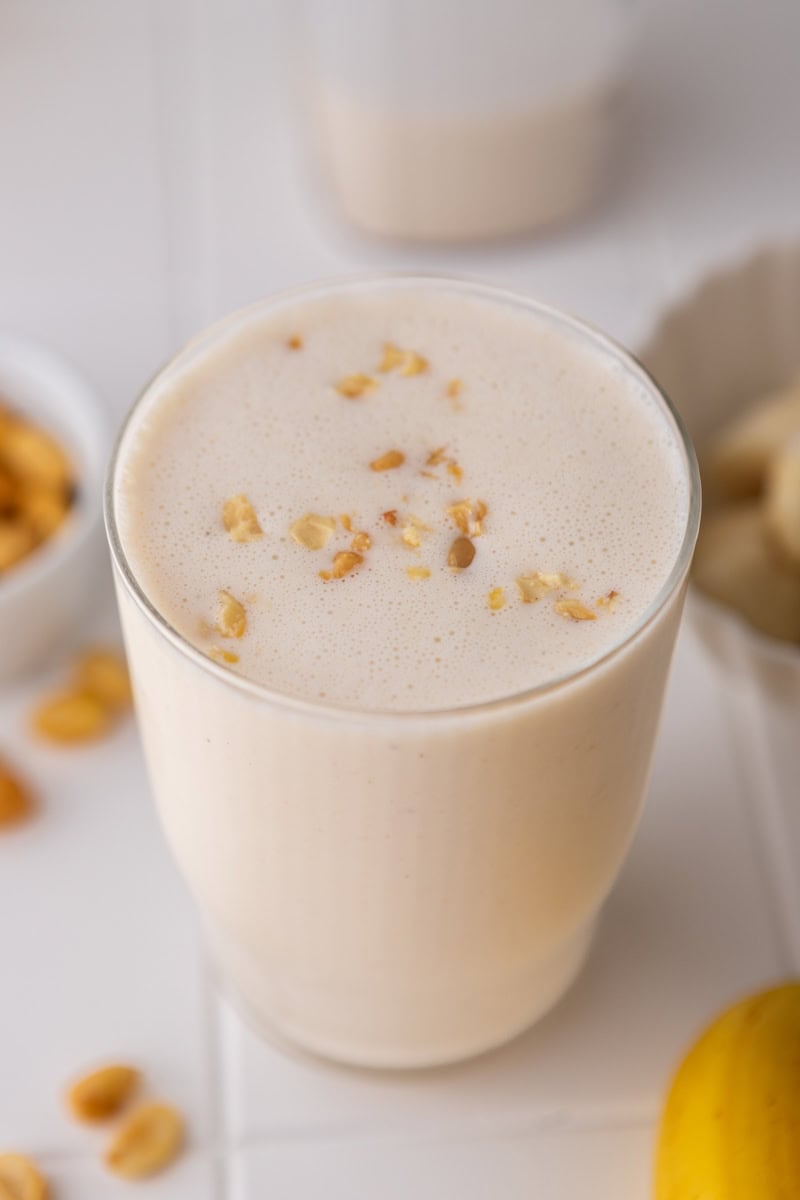 Tropical smoothie peanut paradise smoothie in a cup