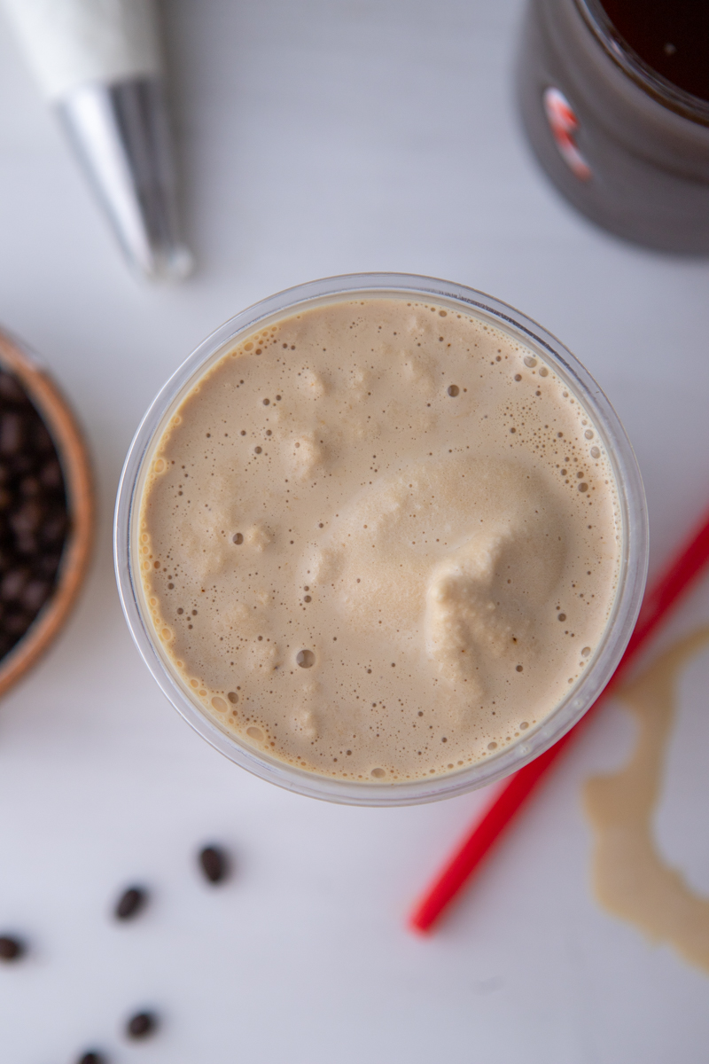 overhead shot of chick fil a frosted coffee recipe