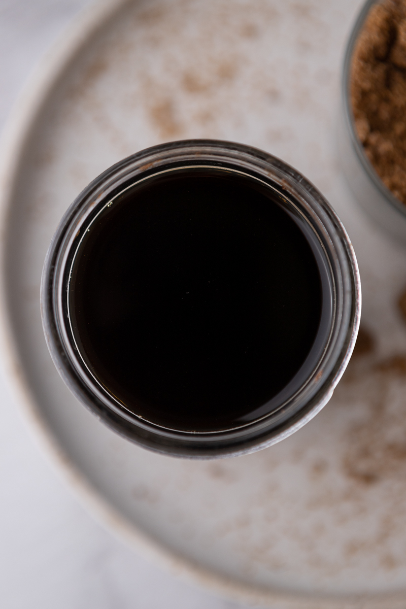 overhead shot of the starbucks brown sugar syrup recipe