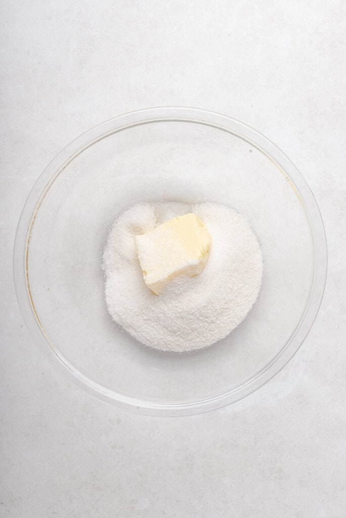 butter and sugar in a clear bowl