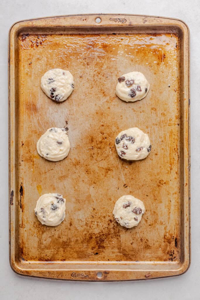 cookie dough on a baking sheet