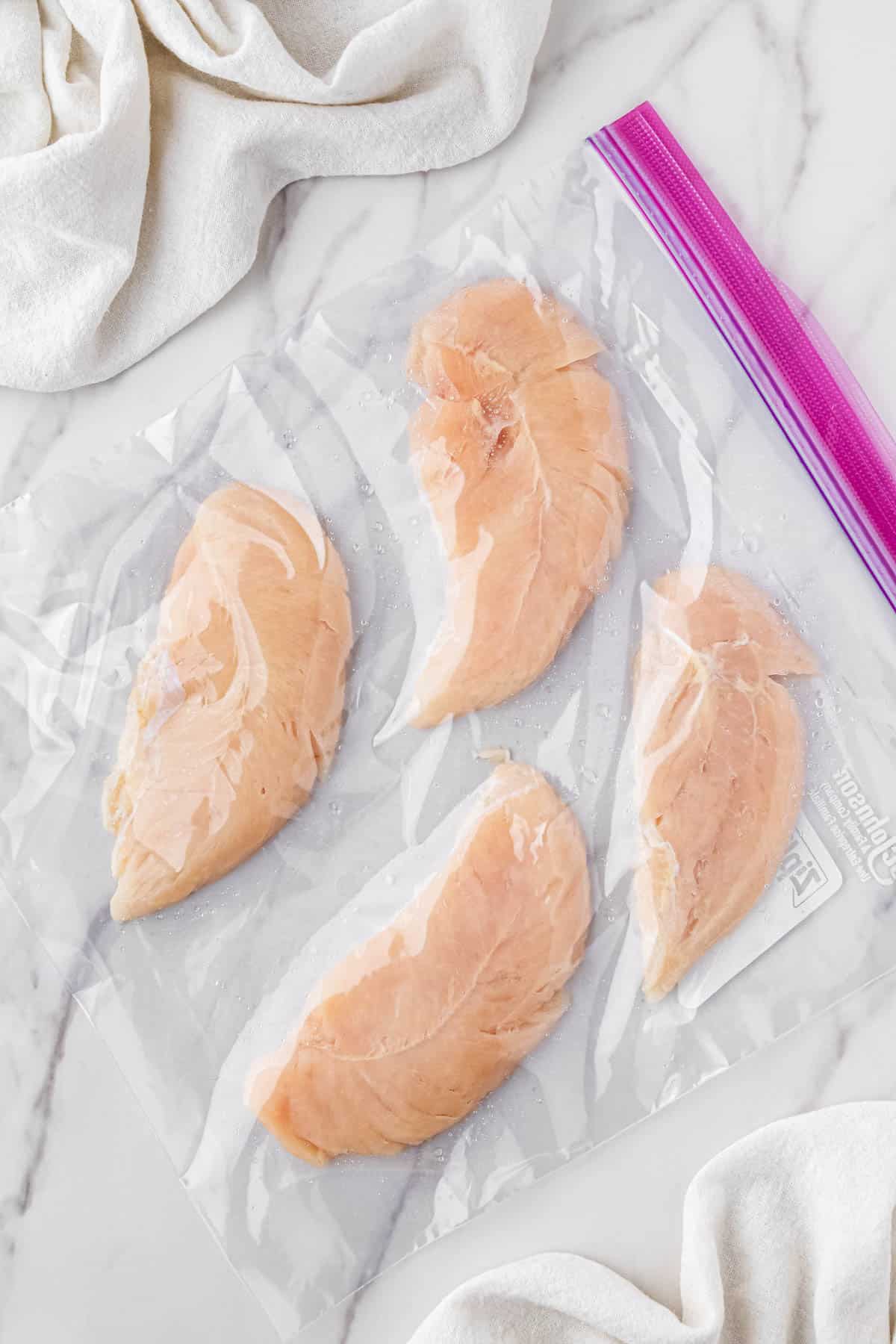 breast meat in plastic bag