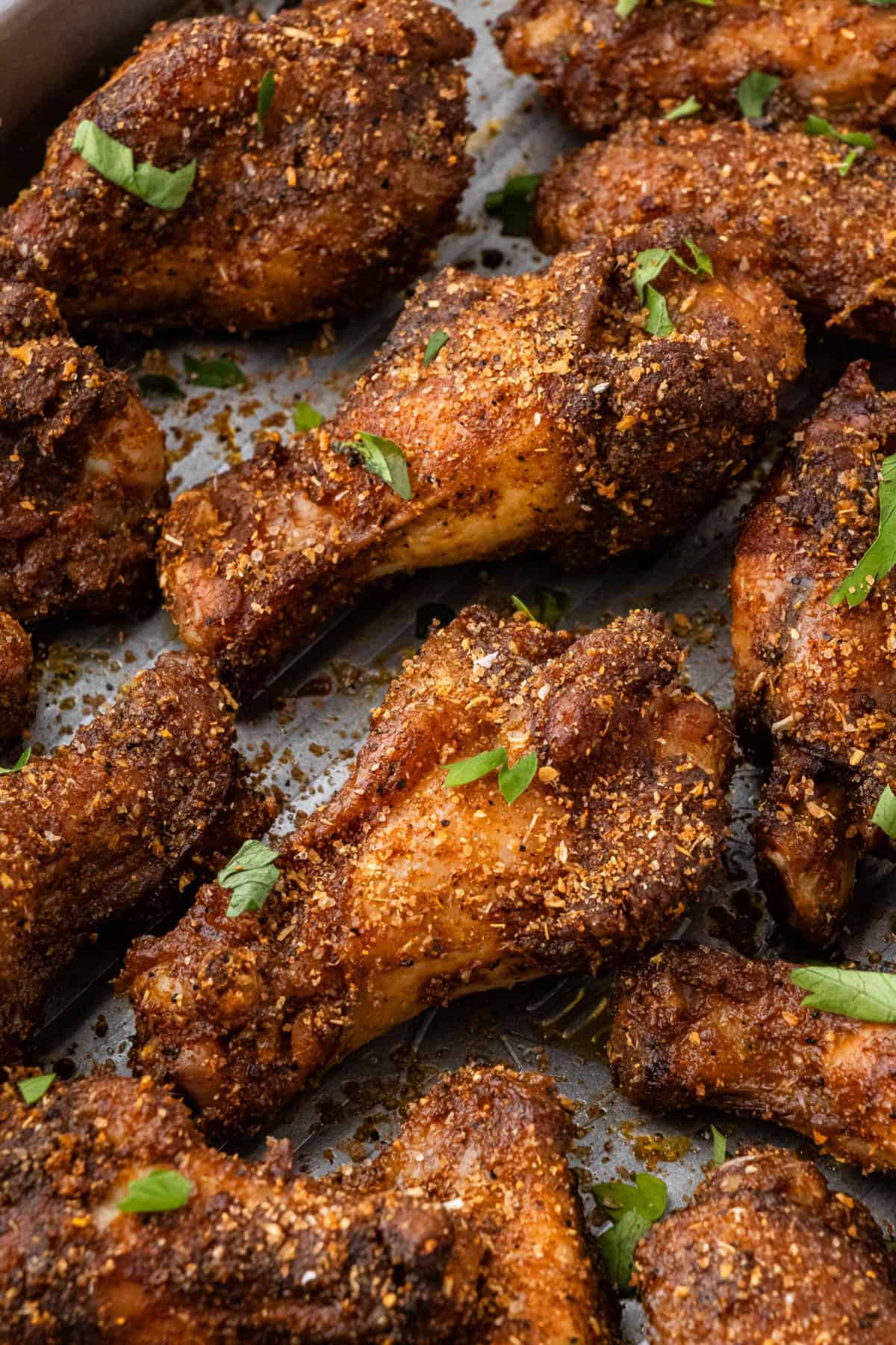 close up of wings with copycat buffalo wild wings dry rub