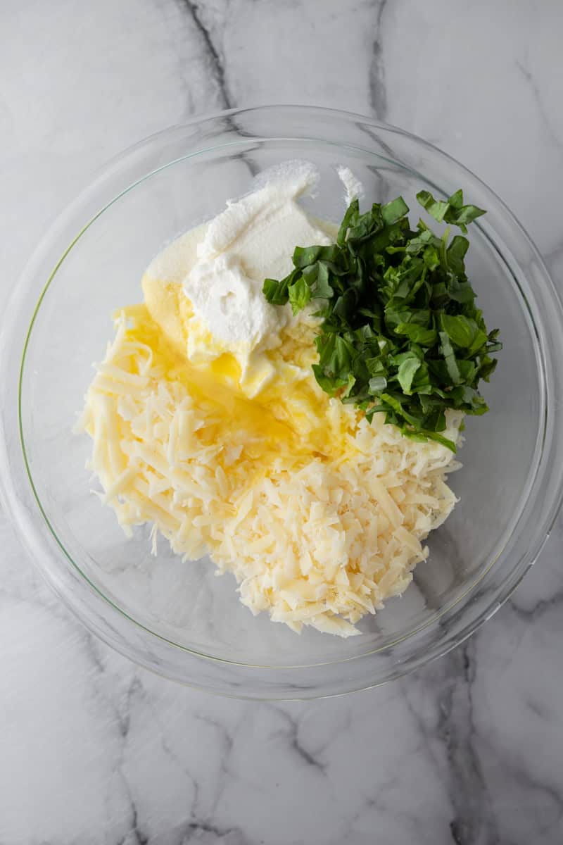 unmixed egg mixture in a bowl