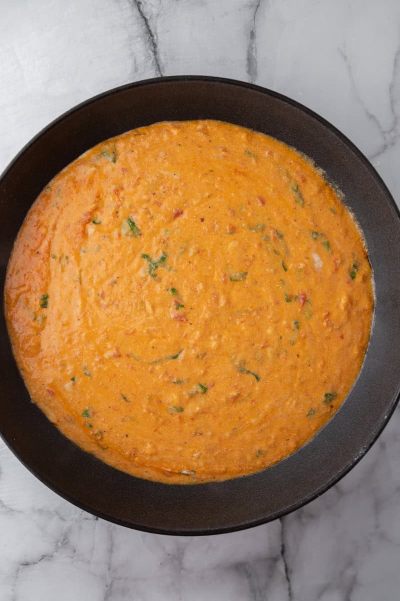 fully mixed sauce in a skillet