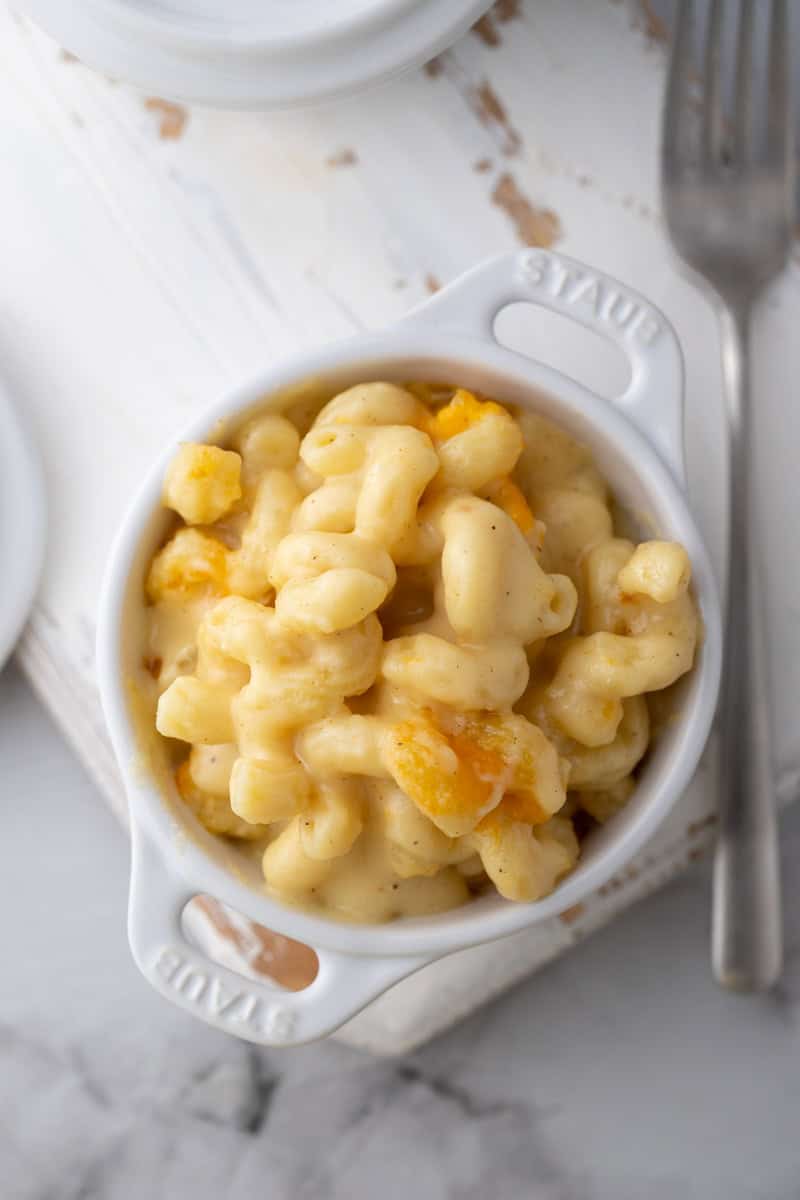 overhead shot of the costco mac and cheese recipe