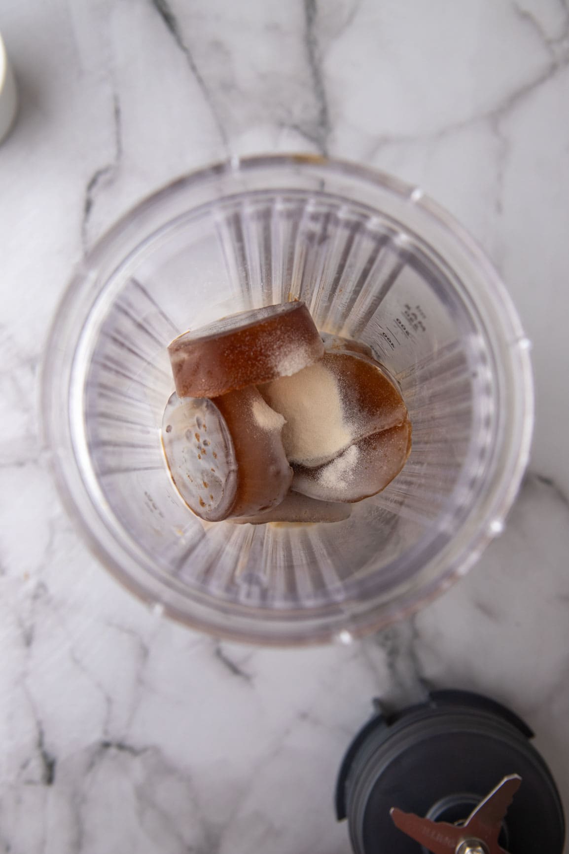 unmixed ingredients in a blender