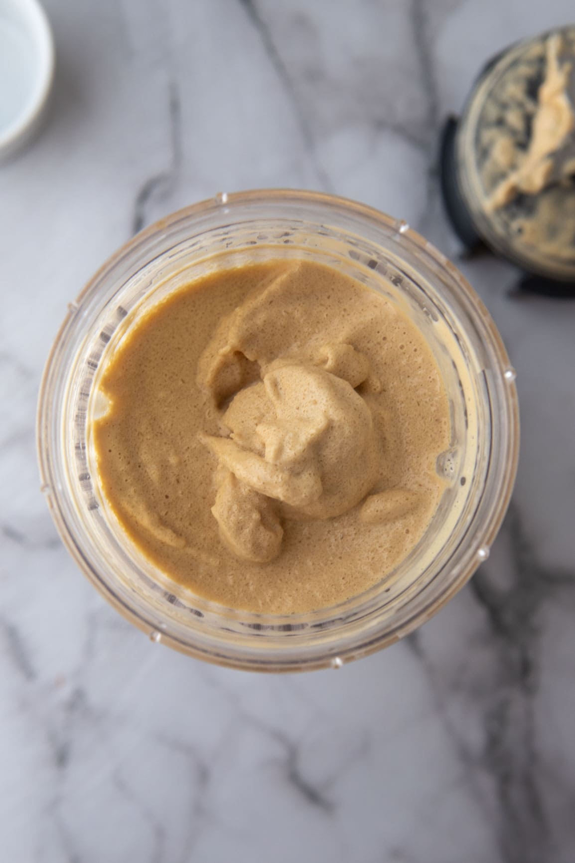 overhead shot of fully blended ingredients.