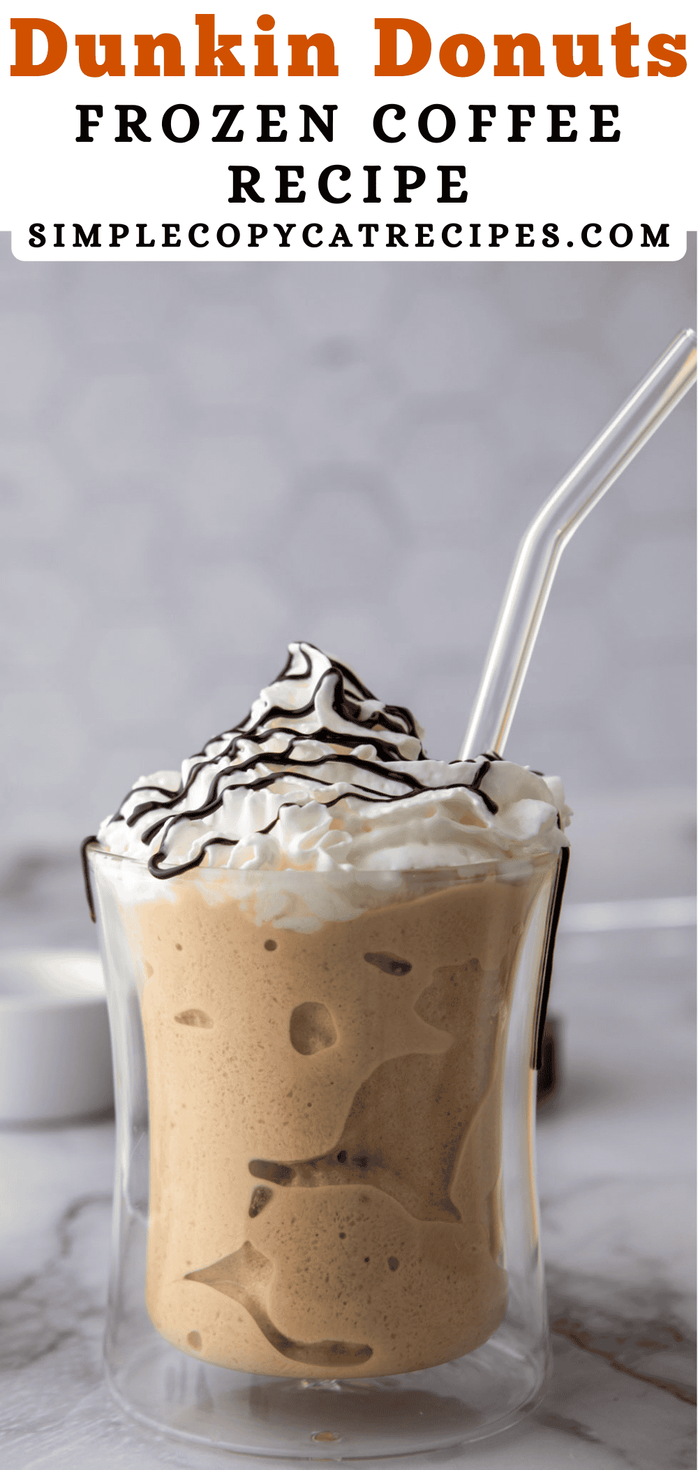 pinterest pin for the dunkin frozen coffee recipe