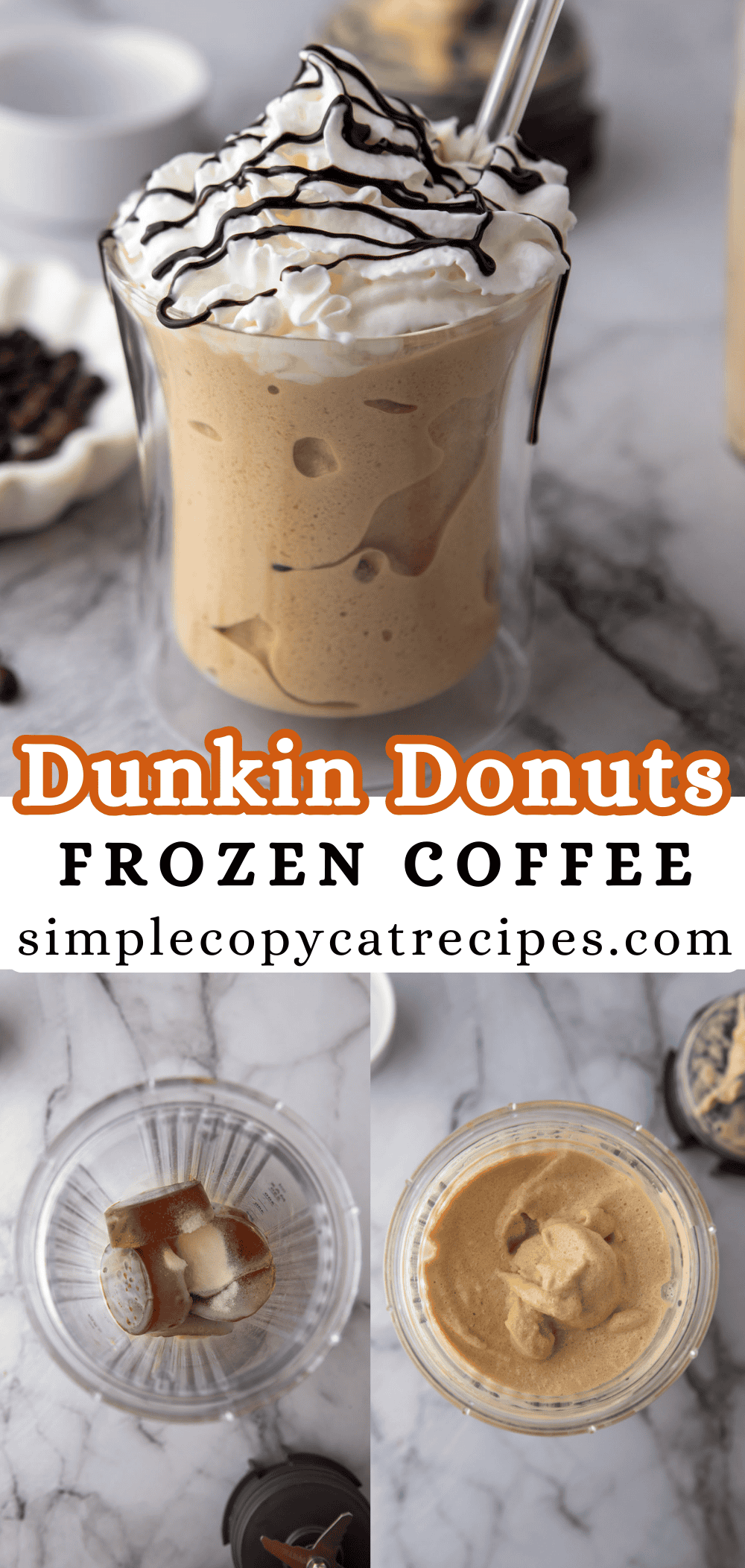 pinterest pin for the dunkin frozen coffee recipe