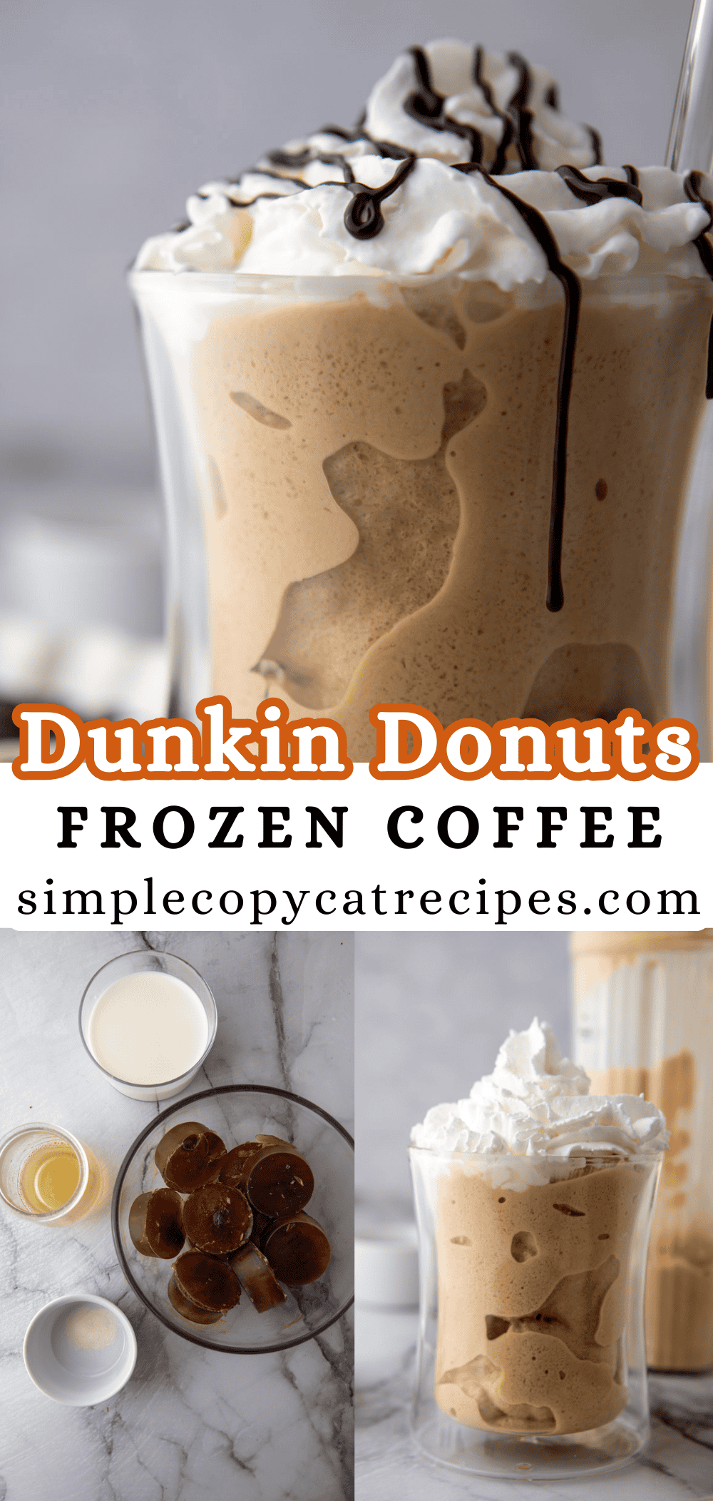 pinterest pin for the dunkin frozen coffee recipe
