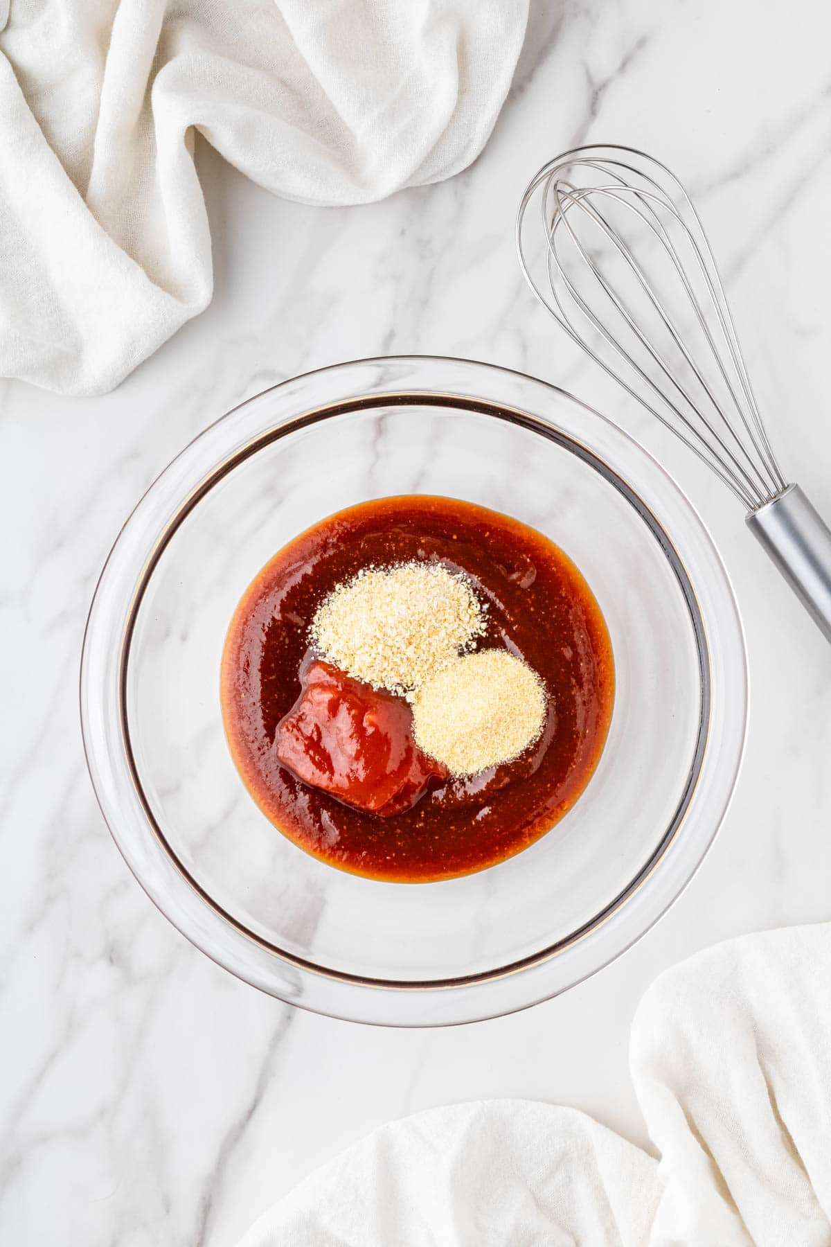 sauce ingredients in clear bowl