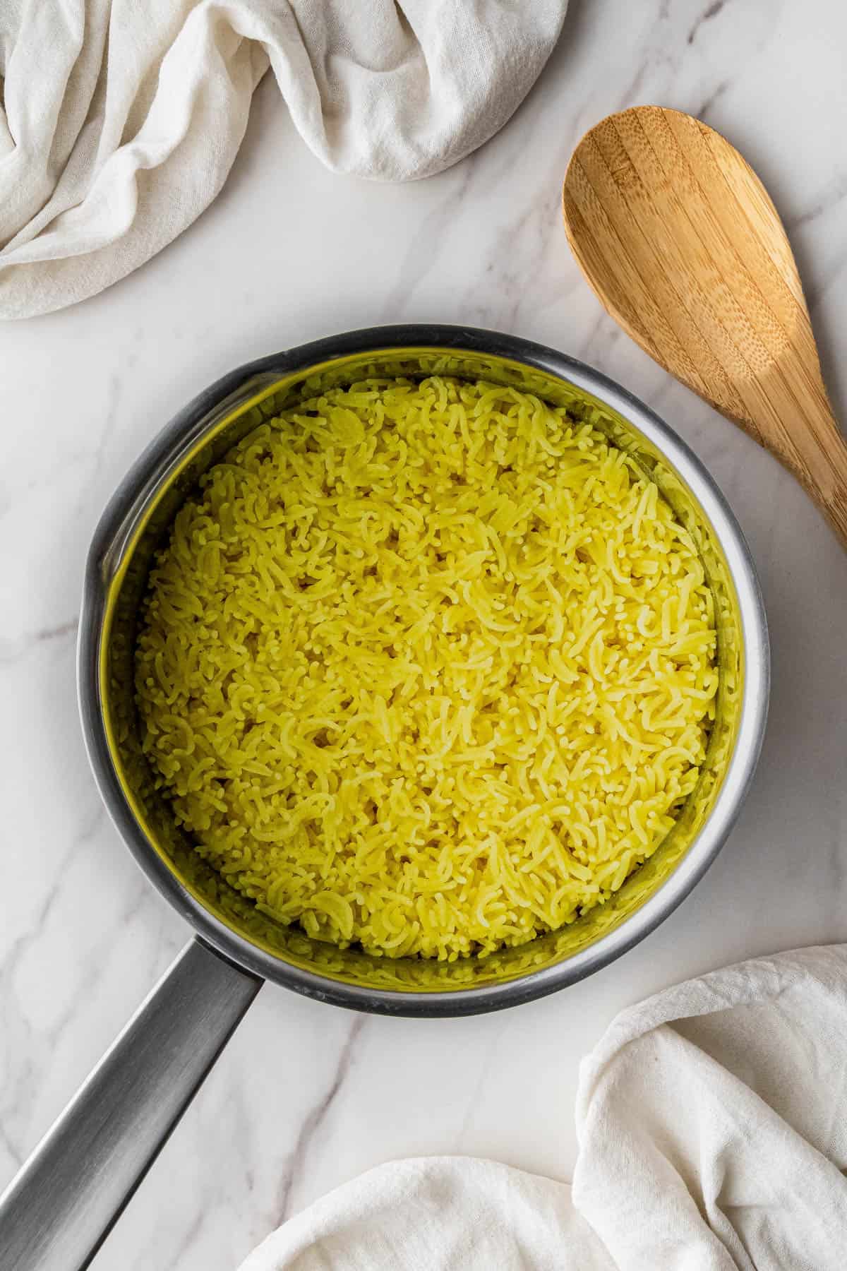 fully cooked rice in a pot