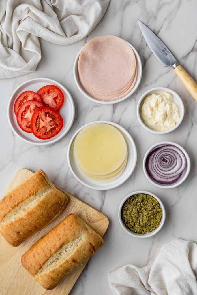 Costco Turkey and Provolone Sandwich ingredients in individual containers