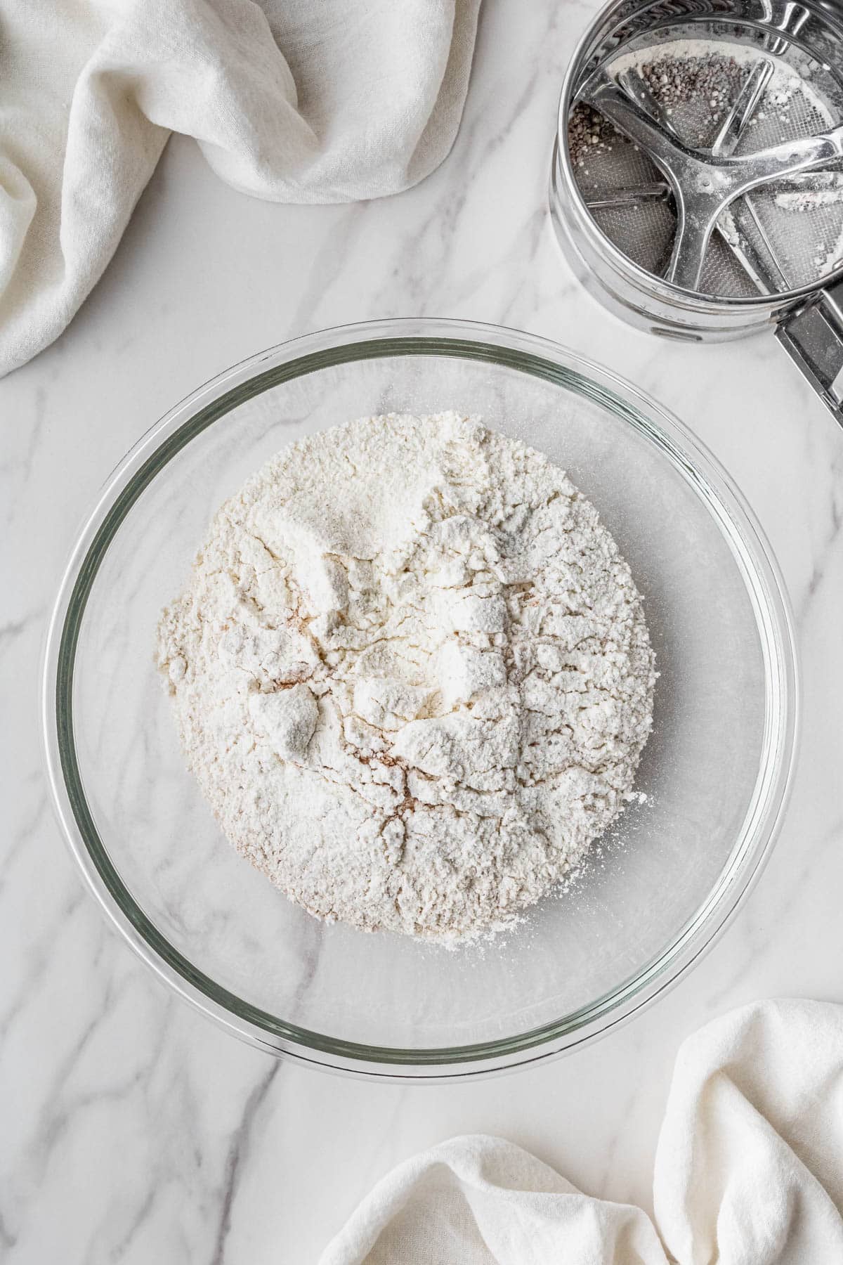 unmixed ingredients in clear bowl