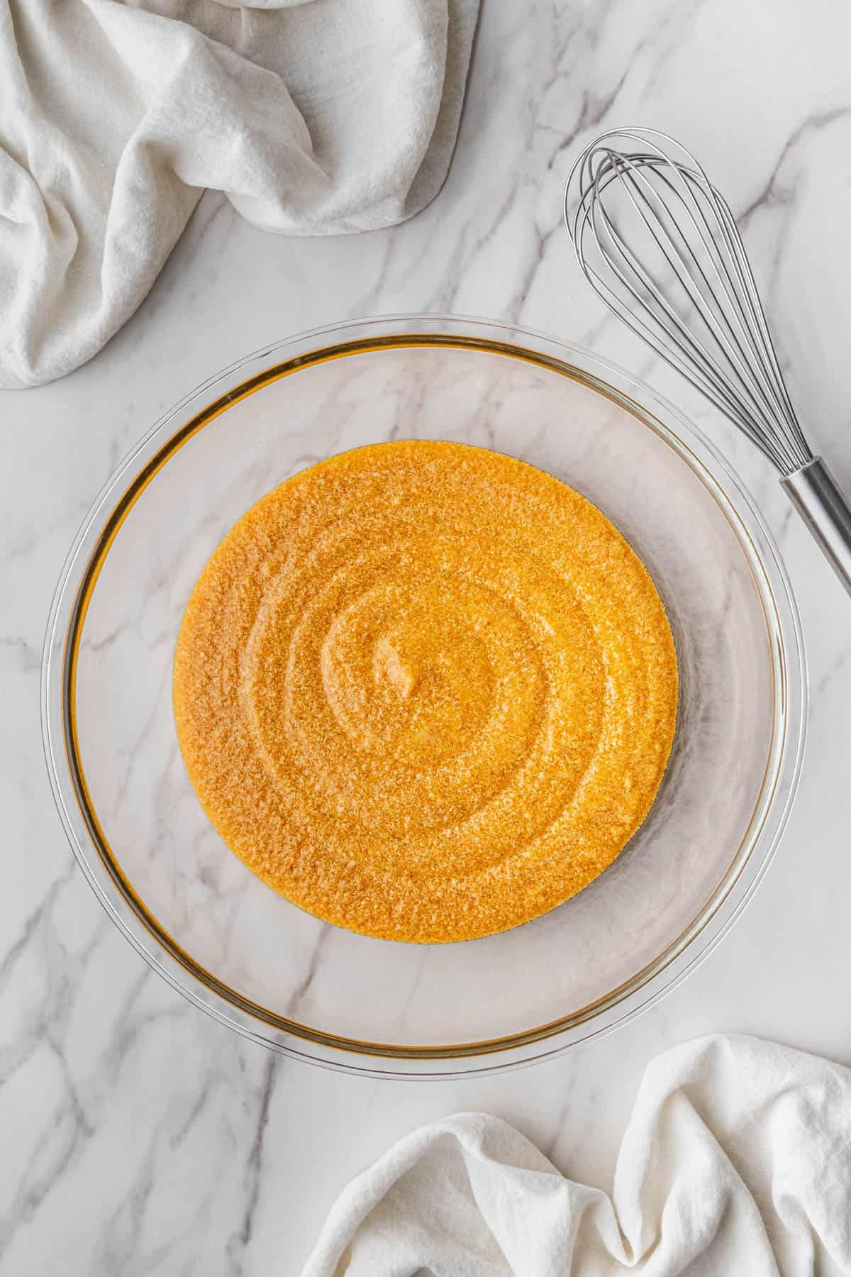 mixed ingredients in clear bowl