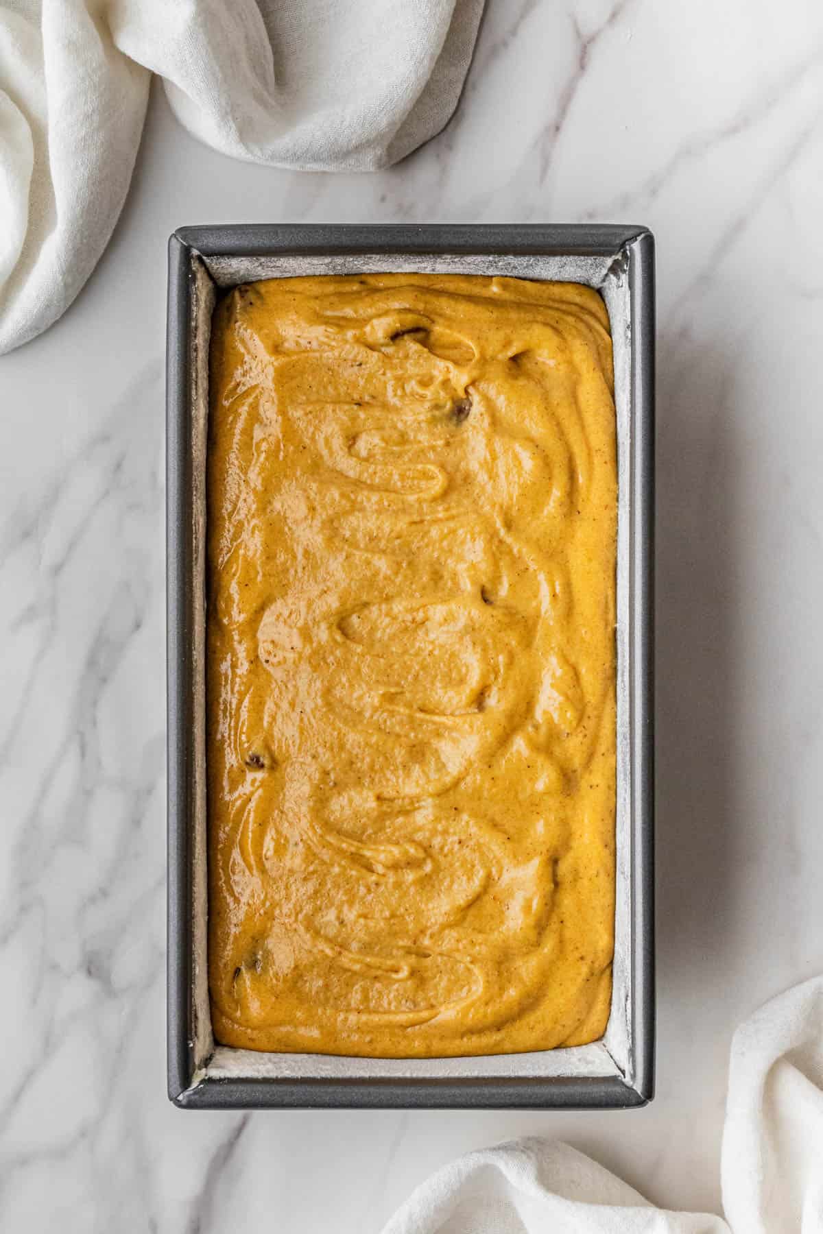 batter in a loaf pan