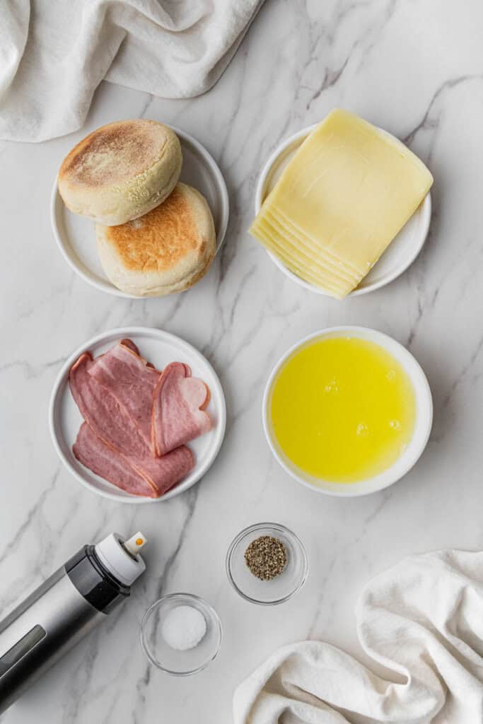 Starbucks Turkey Bacon Sandwich recipe ingredients in individual bowls