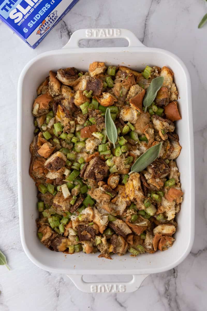 mixed ingredients in a baking dish