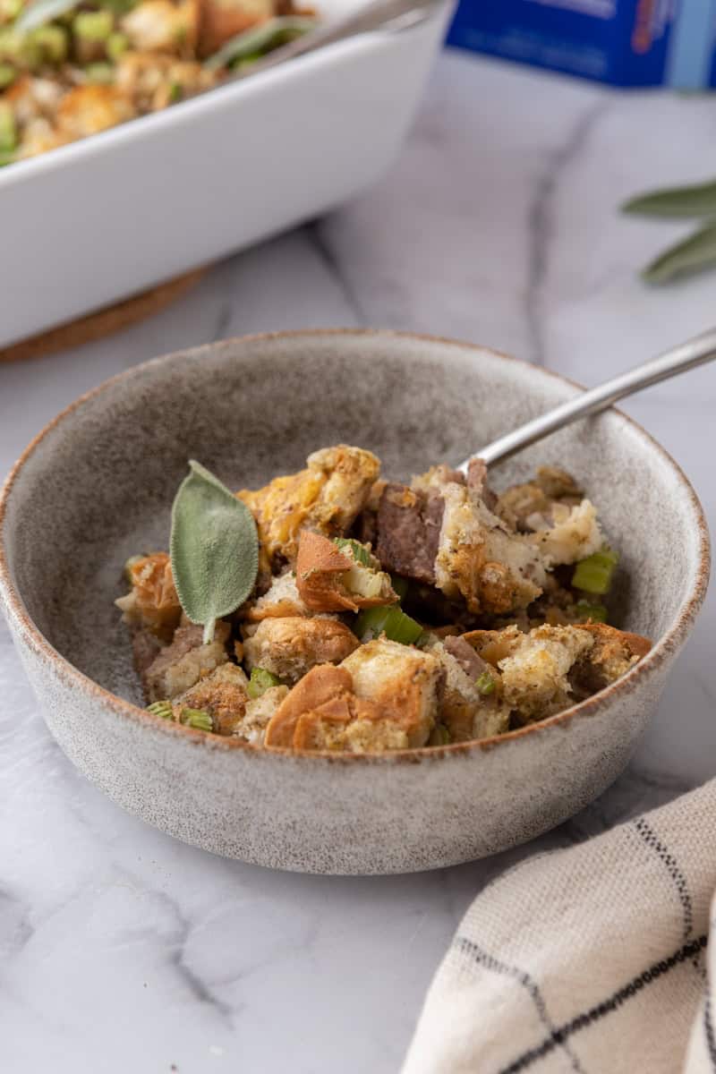 white castle stuffing recipe in a bowl