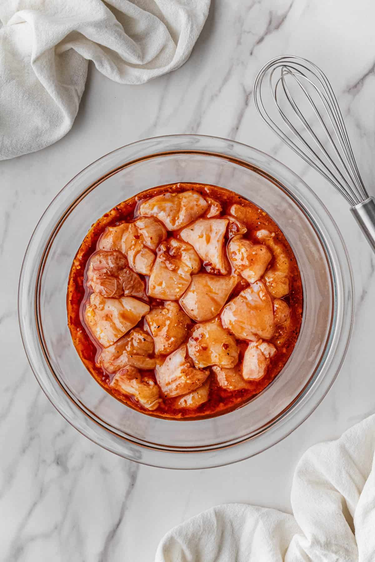 raw meat in harissa marinade