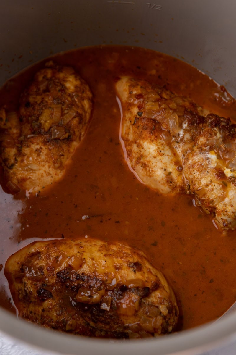 fully cooked meat in its juice 