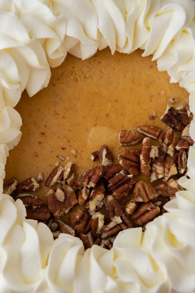 overhead shot of the cheesecake factory pumpkin cheesecake recipe