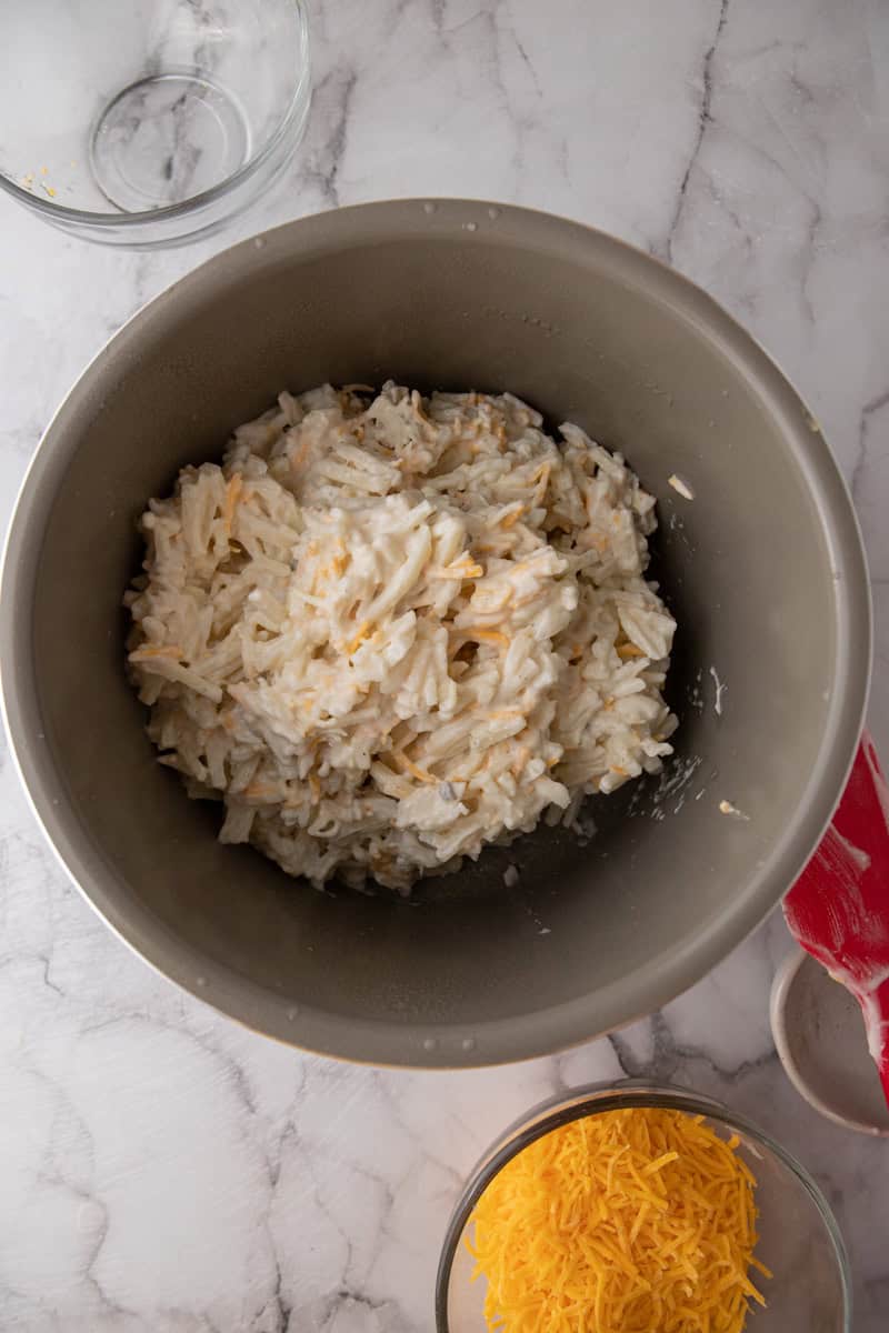 mixed ingredients in a crock pot