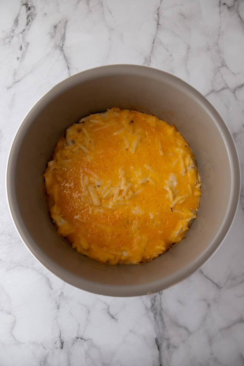 mixed ingredients in a crock pot
