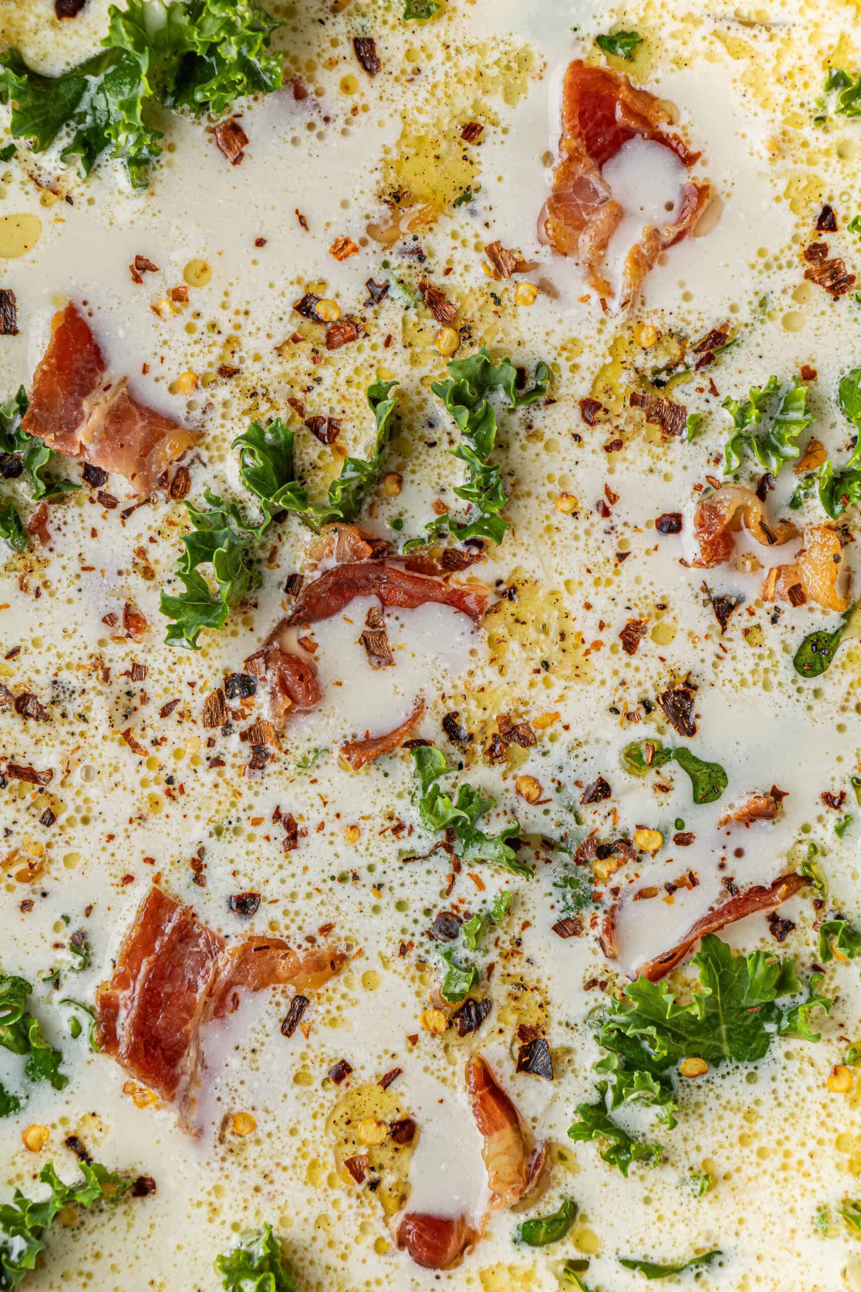 close up of Olive Garden authentic Zuppa Toscana