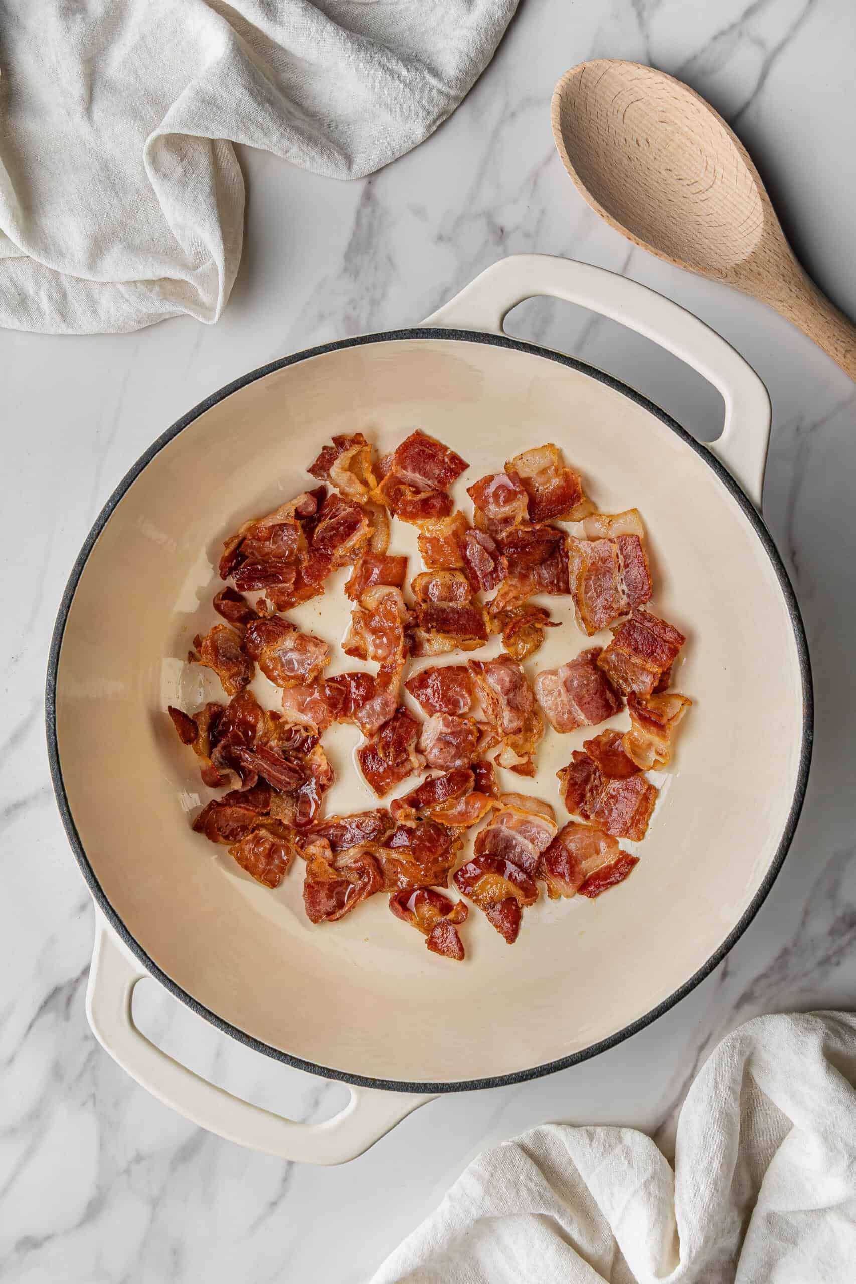 bacon cooking in large pot