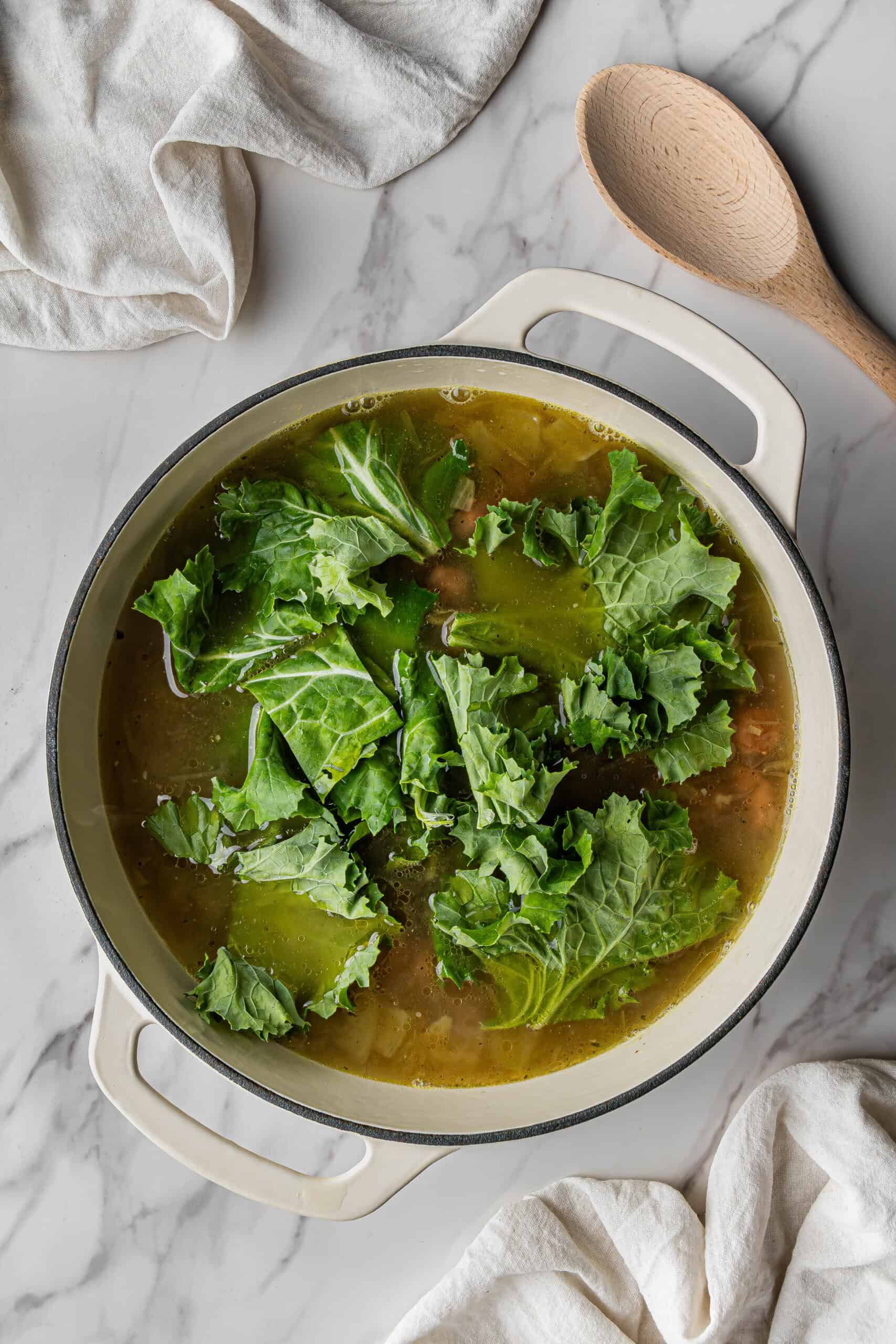 kale added into the broth base