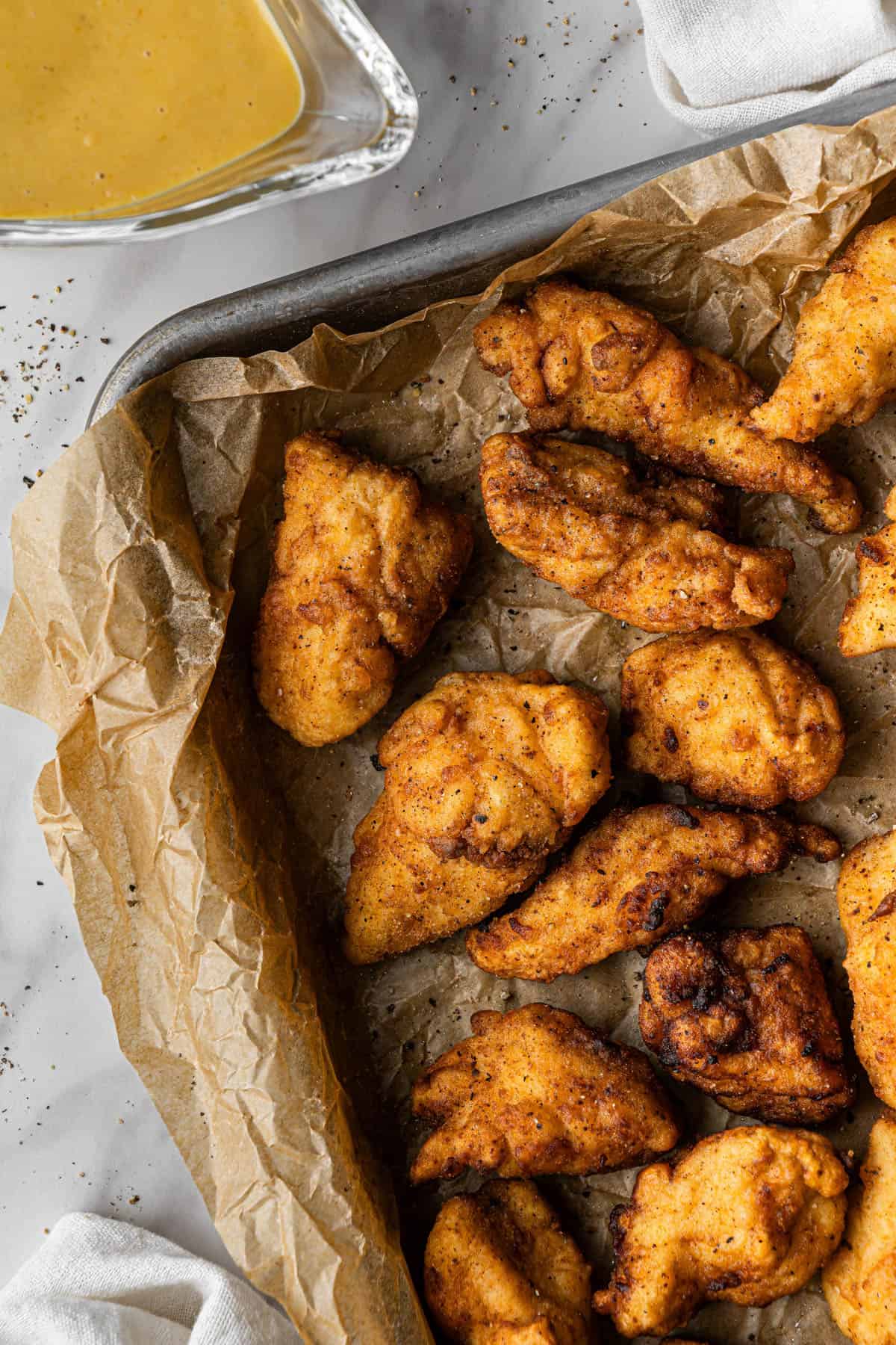 Chick-fil-A chicken nuggets copycat recipe on baking sheet