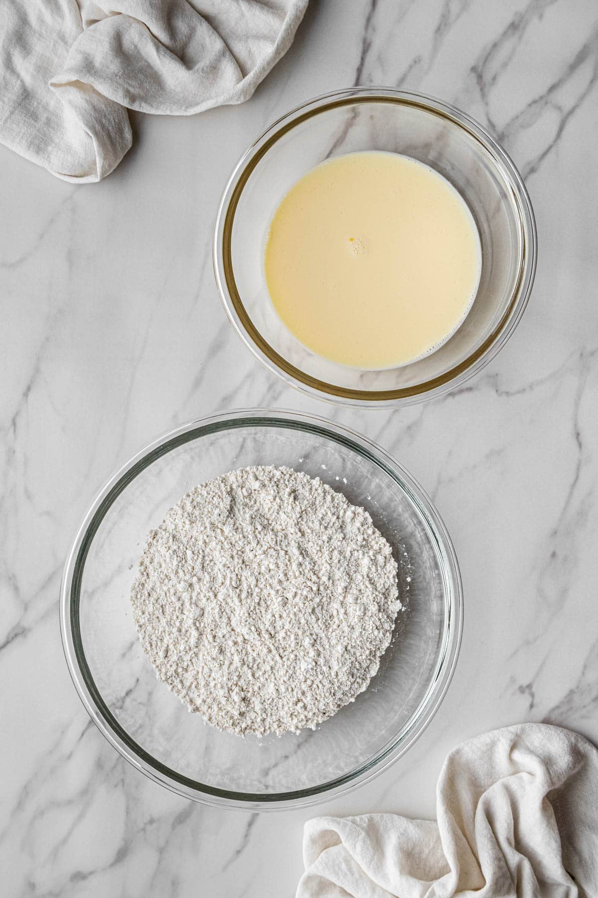 coating in one bowl and wet mixture in another