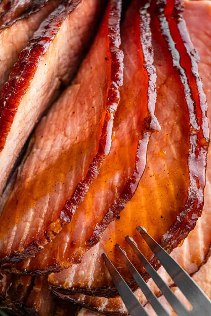 close up of Honey Baked Ham company copycat recipe