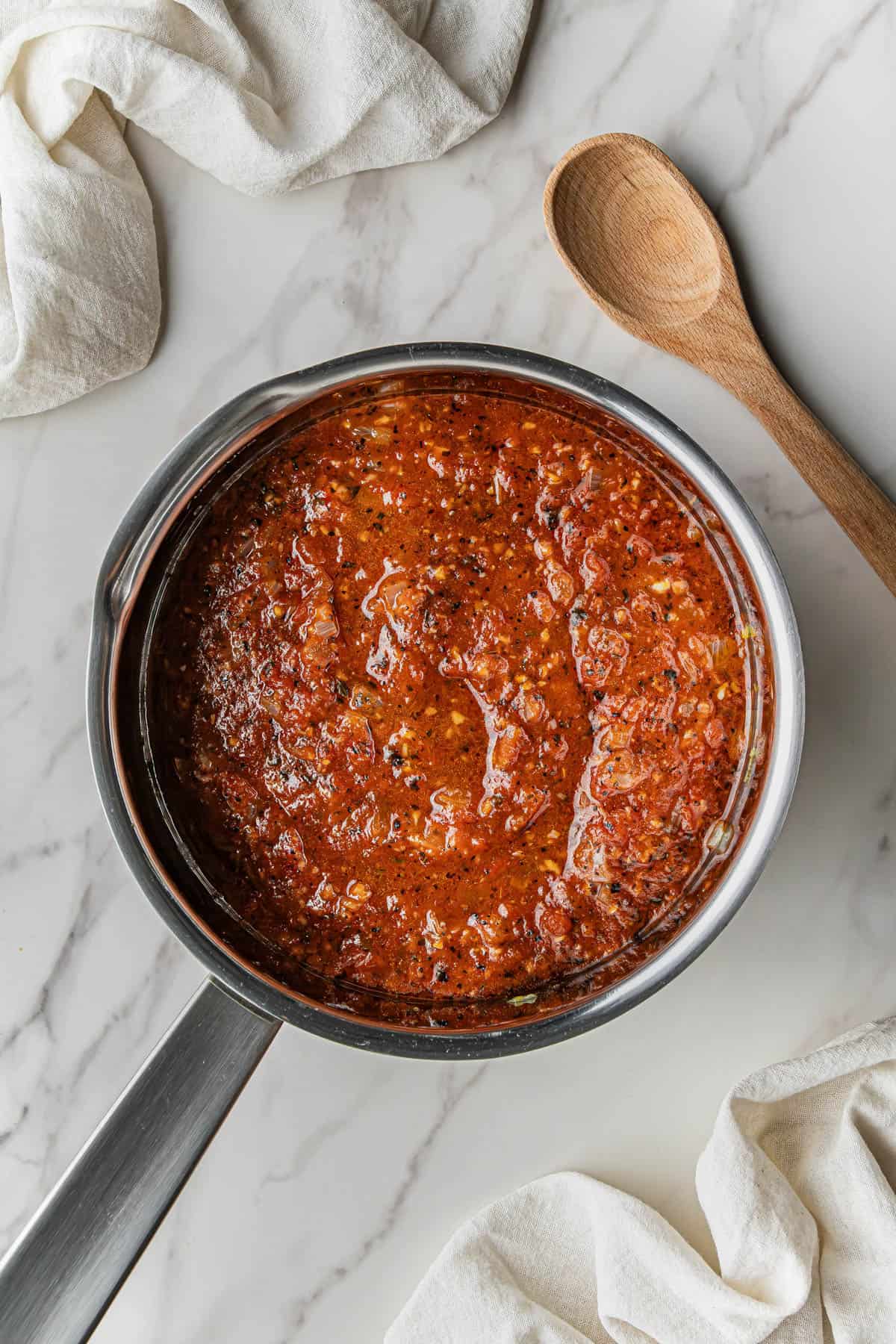 tomato sauce in pan