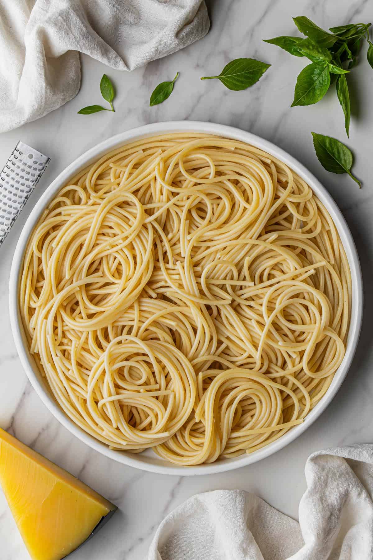 noodles on white plate