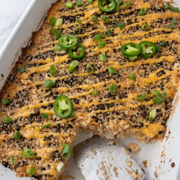 sushi bake in a baking dish