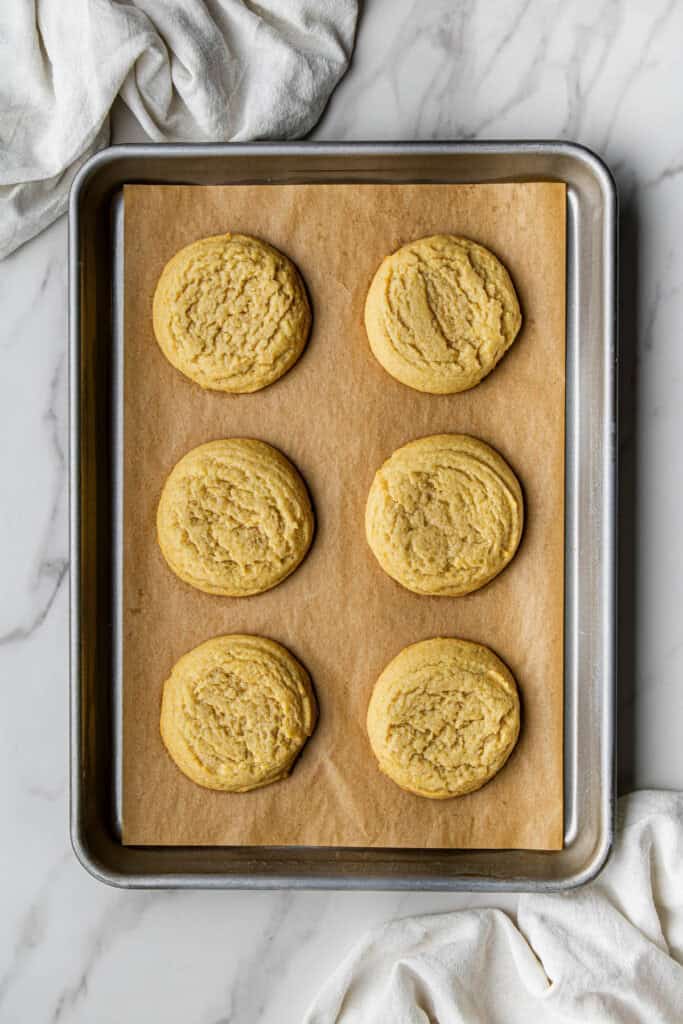 Flat lay shot of the baked goods in a sheet tray.
