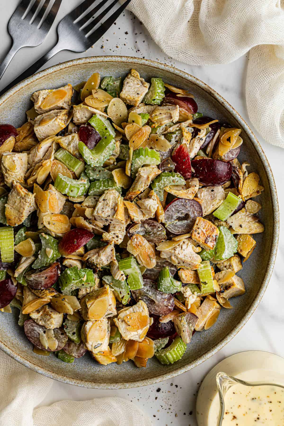 Copycat Panera Napa Almond Chicken Salad recipe in a bowl