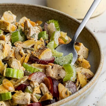 Copycat Panera Napa Almond Chicken Salad recipe in a bowl