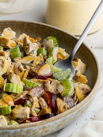 Copycat Panera Napa Almond Chicken Salad recipe in a bowl